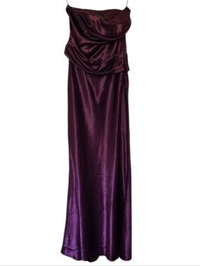 NWT Pretty Little Thing Size US 0 Purple Maxi Dress Formal Gown Strapless Prom
